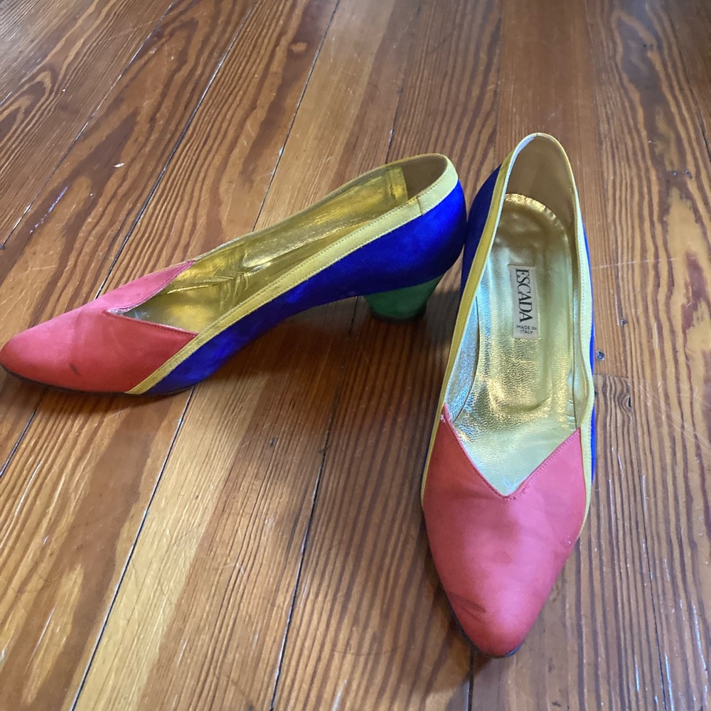 Authentic Vintage Escada Colorblock low Heels